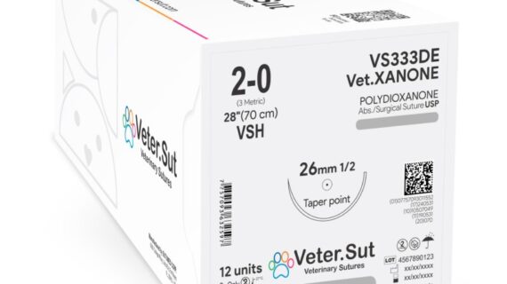 Sutura Veterinaria Polidioxanona 2/0 aguja redonda 35 mm