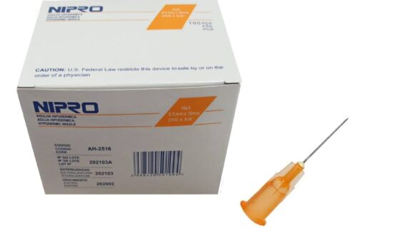 Agujas descartables 25G x 5/8 - Naranja